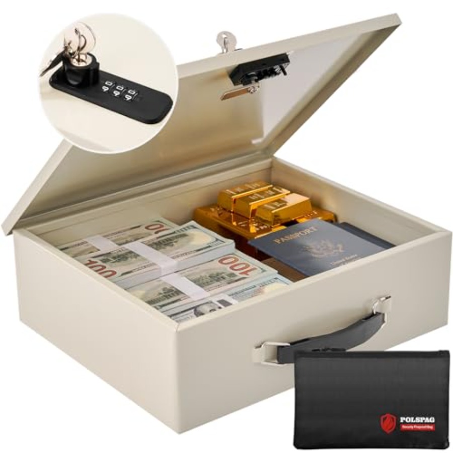 Lockbox Key Secure - Fireproof Document Box with Key Lock