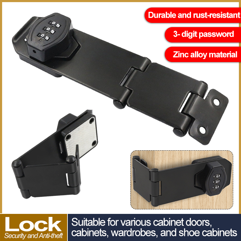 Medicine Cabinet Lock - Black/Silver Zinc Alloy 3-digit Password Lock,