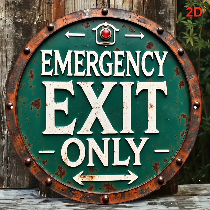 2D Industrial Retro Metal Emer - Emergency Exit Sign reseña y precio