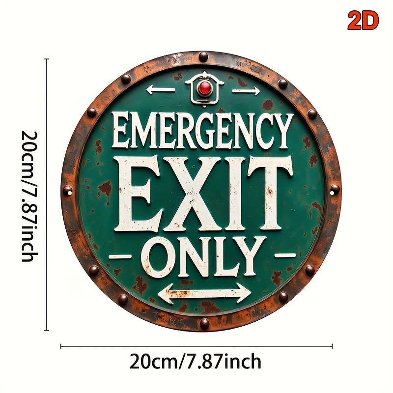 2D Industrial Retro Metal Emer - Emergency Exit Sign reseña y precio