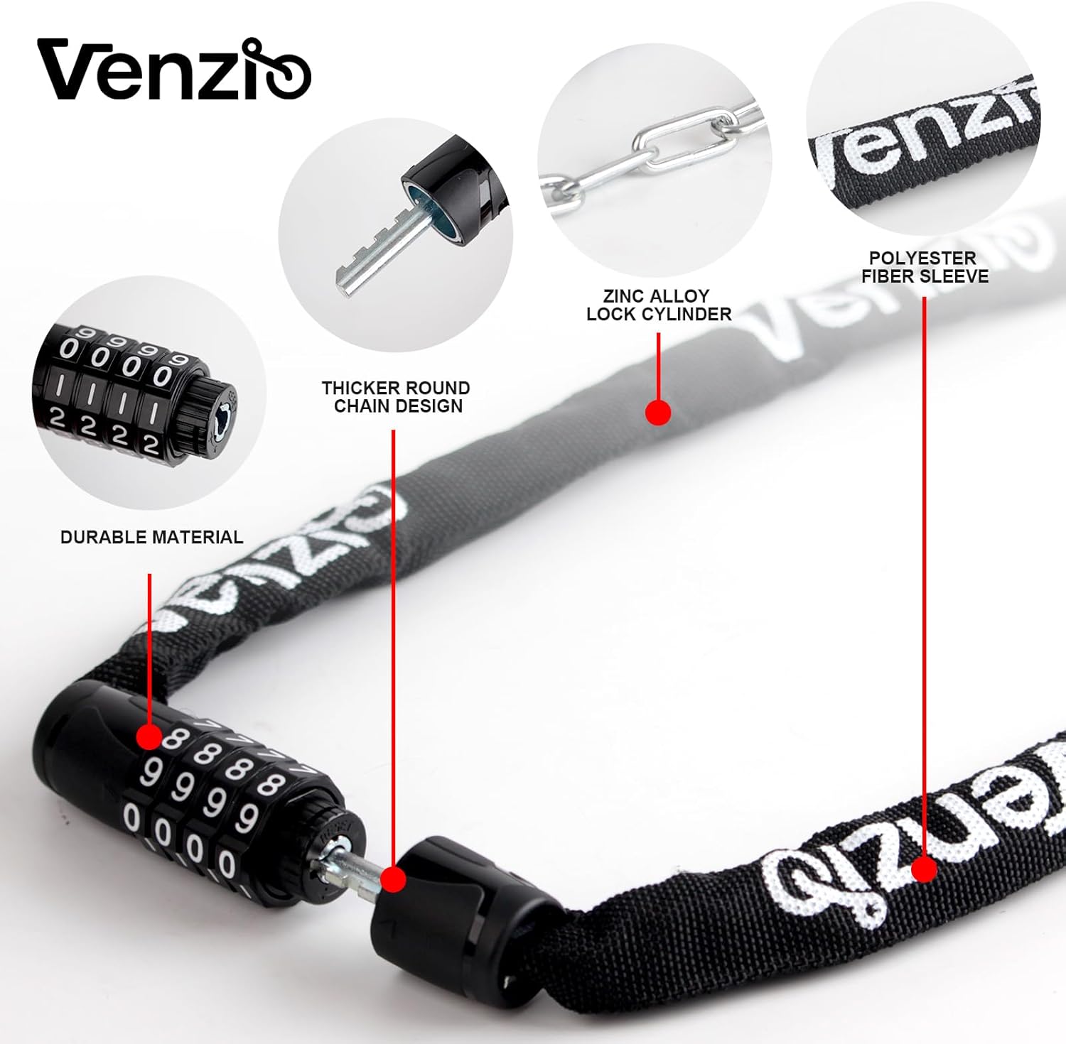 4-Digit Combination Bike Chain - Security Chain Door reseña y precio