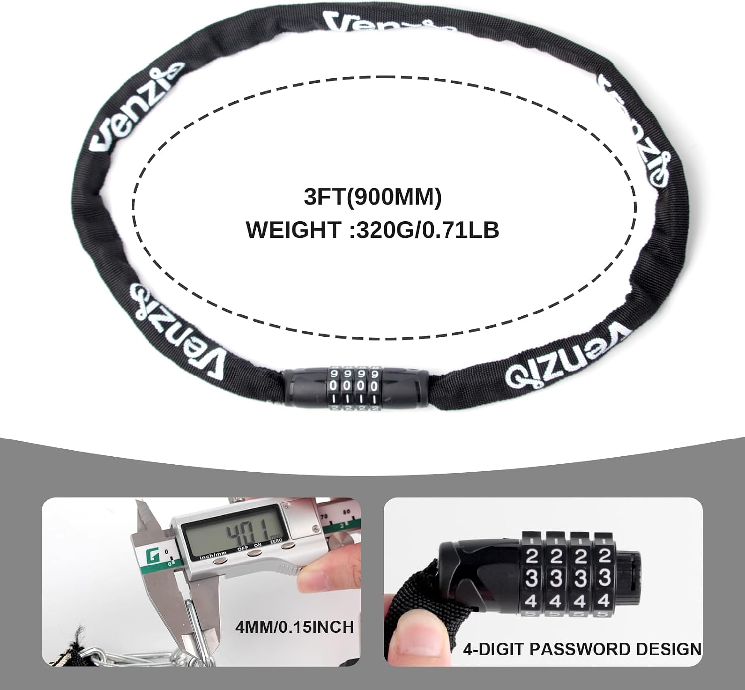 4-Digit Combination Bike Chain - Security Chain Door reseña y precio