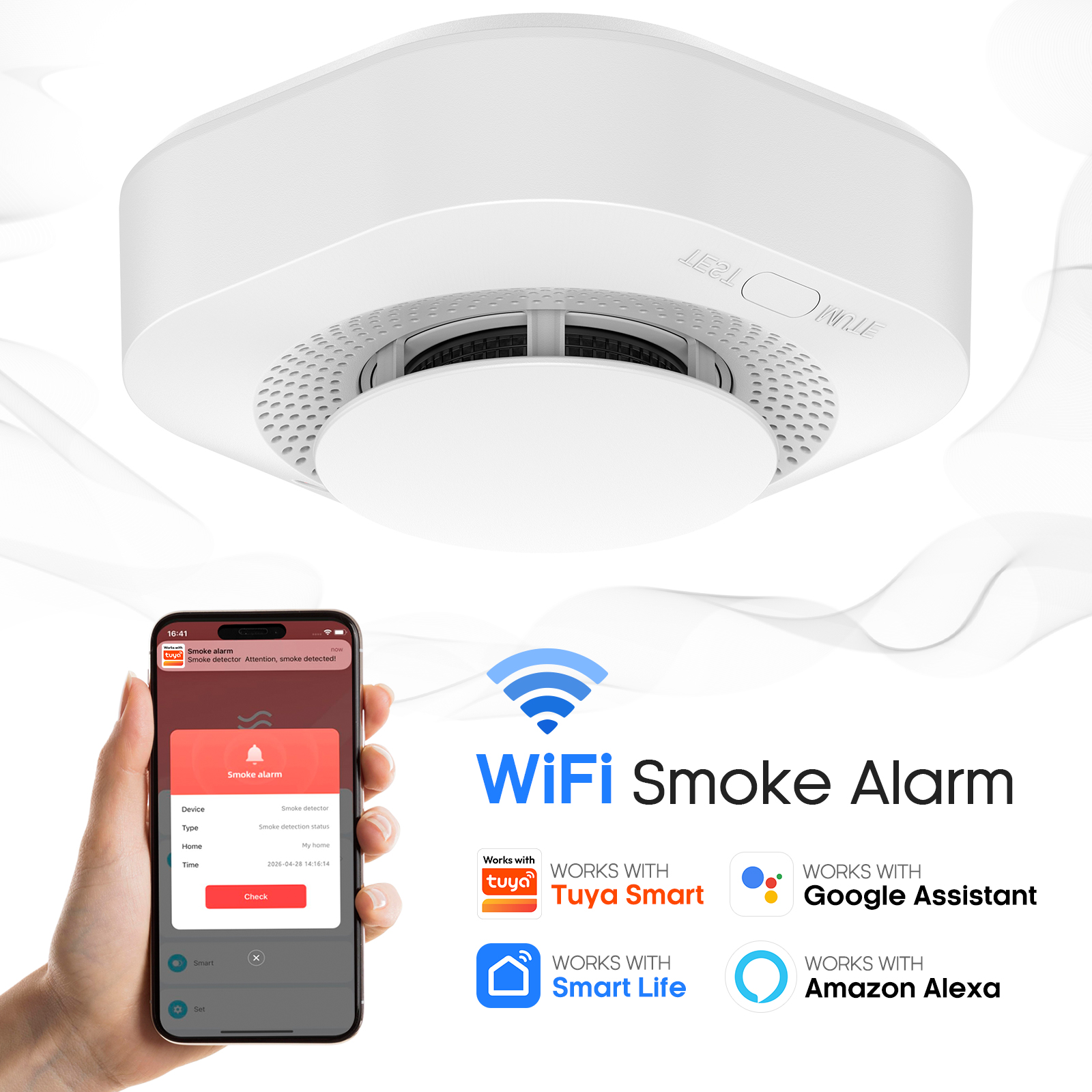 Tuya WiFi Smoke Detector 90dB  - Smoke Detector Interconnected reseña y precio