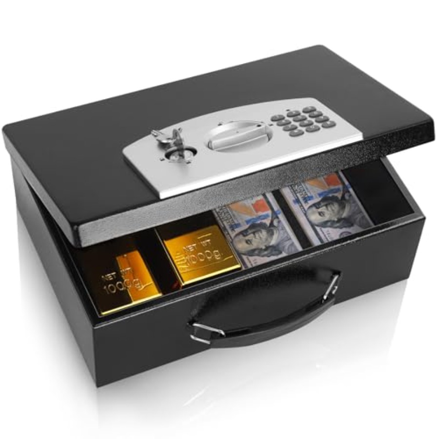 Portable Metal Safe Box with D - Fire Safe Document reseña y precio