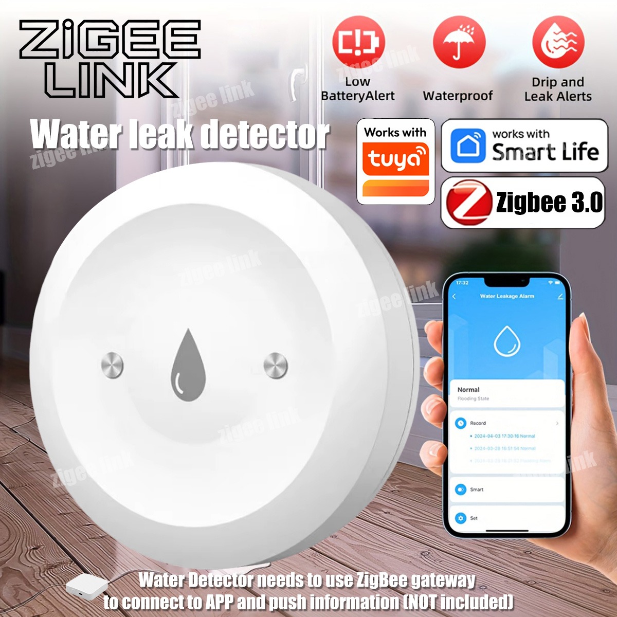 ZigBee 3.0 Water Sensor Smart  - Water Alarm Sensor reseña y precio