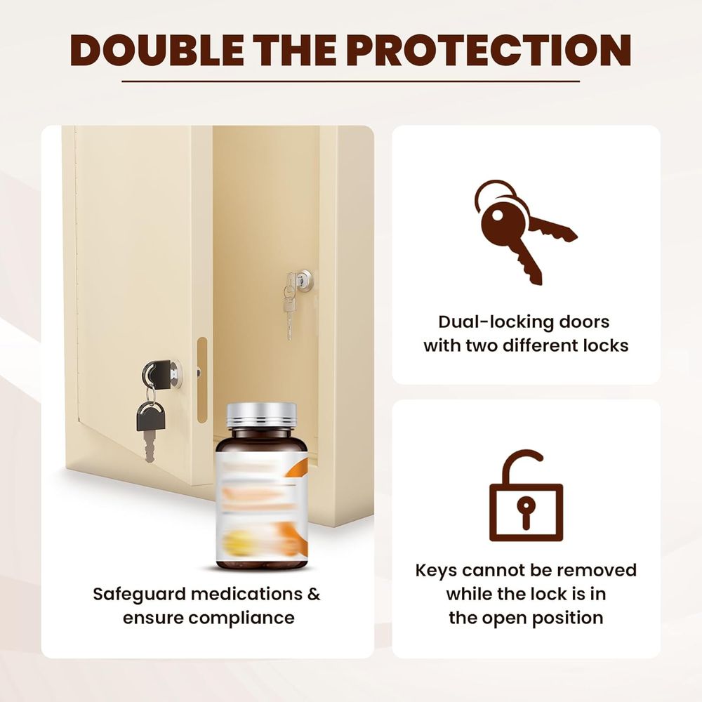 Double Door, Dual Key Lock Ste - Medicine Cabinet Lock reseña y precio